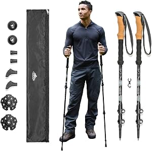 Cascade Mountain Tech Lightweight Aircraft-Grade Aluminum Trekking Poles with Extended Dow